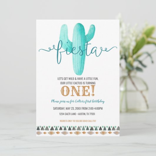 Cactus Gepersonaliseerd verjaardag Baby shower Fie Kaart (Staand voorkant)