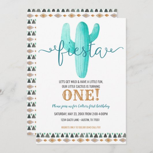 Cactus Gepersonaliseerd verjaardag Baby shower Fie Kaart (Voorkant / Achterkant)