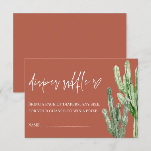 Cactus Geslacht Neutrale Woestijn Luier Raffle Kaart (Voorkant / Achterkant)