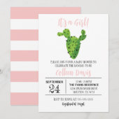 Cactus Girl Baby shower Invitation Kaart (Voorkant / Achterkant)