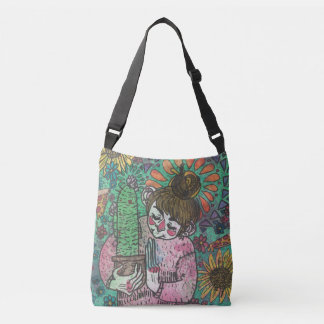 Cactus Girl Canvas tas in Green