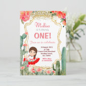 Cactus Girl Mexican Fiesta Birthday Party Kaart (Staand voorkant)