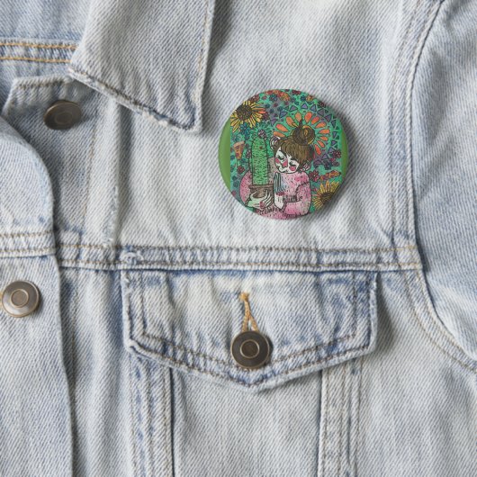 Cactus Girl Pin Ronde Button 5,7 Cm (In situ)