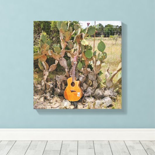 Cactus gitaar canvas afdruk (Insitu (Houten vloer))