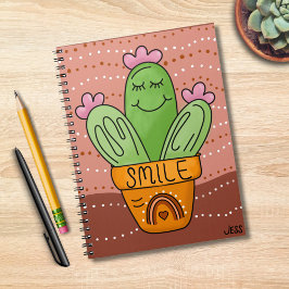 Cactus Glimlach Boho Regenboog Kleuren Gelukkig Sc Notitieboek