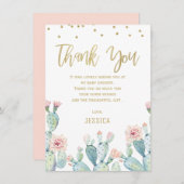 Cactus Gold Calligraphy Baby shower Hartelijk dank Kaart (Voorkant / Achterkant)