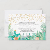 Cactus gold glitter waterverf baby shower insert kaart (Voorkant)
