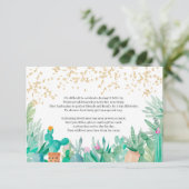 Cactus gold glitter waterverf baby shower insert kaart (Staand voorkant)
