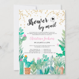 Cactus gold glitter waterverf douche per post kaart