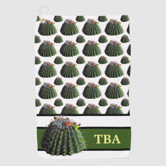 Cactus Golf Towel - Gepersonaliseerd monogram Golfhanddoek (Voorkant)