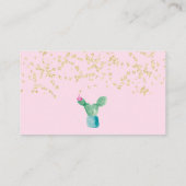 Cactus gouden glitter waterverf baby shower luiers informatiekaartje (Achterkant)