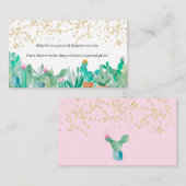 Cactus gouden glitter waterverf baby shower luiers informatiekaartje (Voorkant / Achterkant)