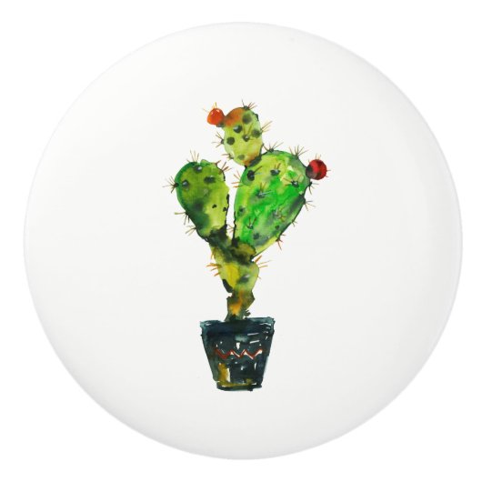 Cactus Green Desert Plant Boho Rustic Southwestern Keramische Knop (Voorkant)