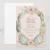 Cactus Green Garden Vrijgezellenfeest uitnodigen Kaart (Voorkant / Achterkant)