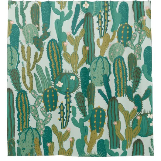 Cactus Green Herhaalde Textuur Douchegordijn (Voorkant)