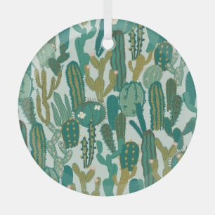 Cactus Green Herhaalde  Textuur Glas Ornament