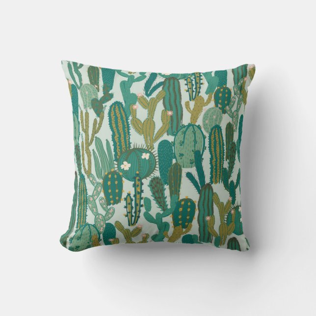 Cactus Green Herhaalde  Textuur Kussen (Voorkant)
