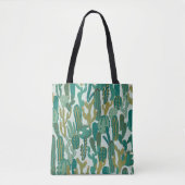 Cactus Green Herhaalde Textuur Tote Bag (Voorkant)