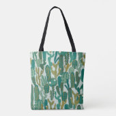 Cactus Green Herhaalde  Textuur Tote Bag (Achterkant)
