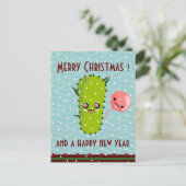 Cactus Green Kerstgroeten Feestdagenkaart (Staand voorkant)