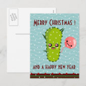 Cactus Green Kerstgroeten Feestdagenkaart (Voorkant / Achterkant)