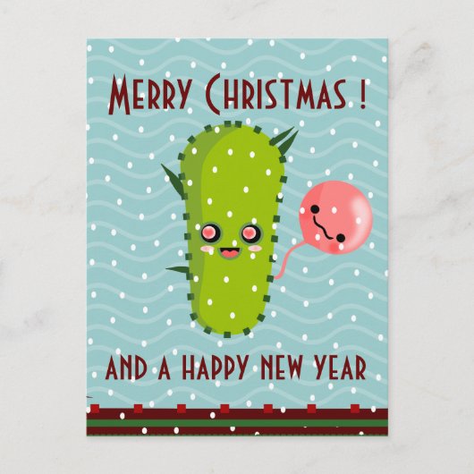 Cactus Green Kerstgroeten Feestdagenkaart (Voorkant)