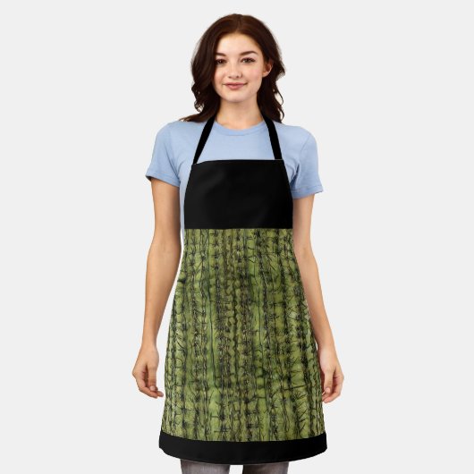 Cactus Green Kitchen Apron with Black Upper  Schort (Gedragen)