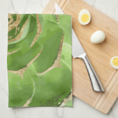 Cactus Green Succulent met Faux Gold Tips Theedoek (Quarter Fold)