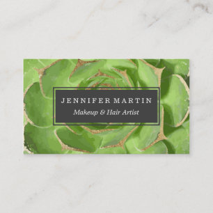 Cactus Green Succulent met Faux Gold Tips Visitekaartje