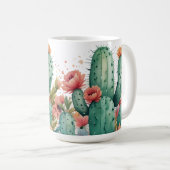 Cactus Green Succulent Waterverf Garden Plant Koffiemok (Voorkant rechts)