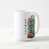 Cactus Green Succulent Waterverf gepersonaliseerde Koffiemok (Voorkant rechts)
