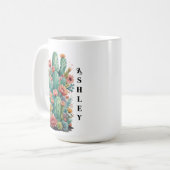 Cactus Green Succulent Waterverf gepersonaliseerde Koffiemok (Voorkant links)