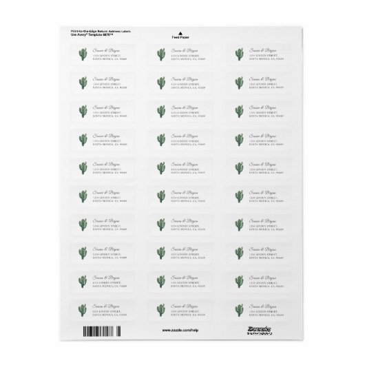 Cactus Greenery Address Label (Full Sheet)