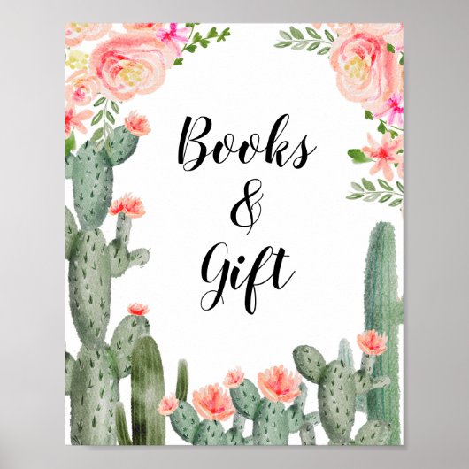 Cactus Greenery Baby Books and Gifts Sign Poster (Voorkant)