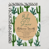 Cactus Greenery Baby shower Invitation Modern Kaart (Voorkant / Achterkant)