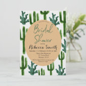 Cactus Greenery Bridal Shower Invitation Green Kaart (Staand voorkant)