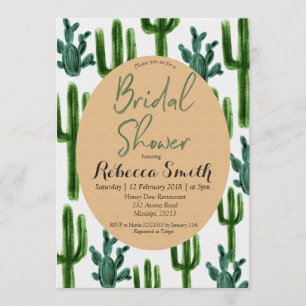 Cactus Greenery Bridal Shower Invitation Green Kaart