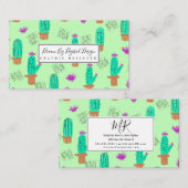 Cactus Greenery Doodles | Groen Visitekaartje (Voorkant / Achterkant)