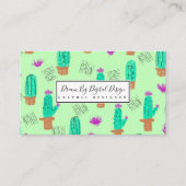 Cactus Greenery Doodles | Groen Visitekaartje (Voorkant)
