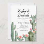 Cactus groen baby brunch baby shower uitnodiging (Voorkant)