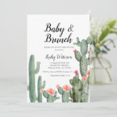 Cactus groen baby brunch baby shower uitnodiging (Staand voorkant)