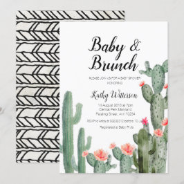Cactus groen baby brunch baby shower uitnodiging