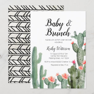 Cactus groen baby brunch baby shower uitnodiging