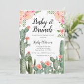 Cactus groen baby brunch douche uitnodiging (Staand voorkant)
