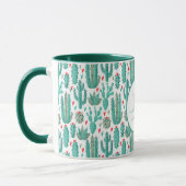 Cactus groen wit grillig monogrammed mok (Links)