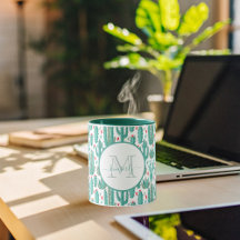 Cactus groen wit grillig monogrammed