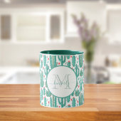 Cactus groen wit grillig monogrammed mok