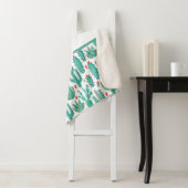 Cactus groen wit patroonmonogram sherpa deken (In situ)