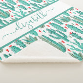 Cactus groen wit patroonmonogram sherpa deken (3/4)