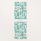 Cactus groen wit patroonmonogram yogamat (Achterkant)